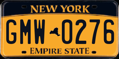 NY license plate GMW0276