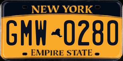 NY license plate GMW0280