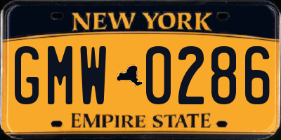 NY license plate GMW0286
