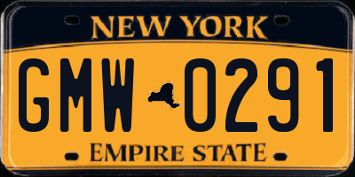 NY license plate GMW0291