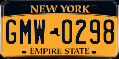 NY license plate GMW0298