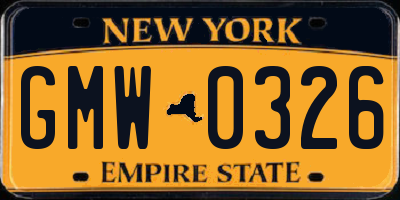 NY license plate GMW0326