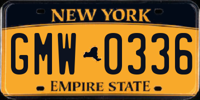 NY license plate GMW0336