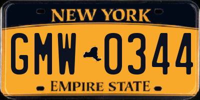 NY license plate GMW0344