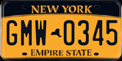 NY license plate GMW0345