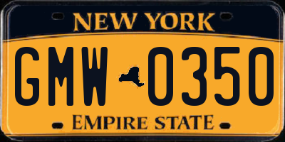NY license plate GMW0350