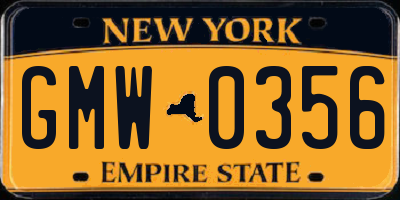 NY license plate GMW0356
