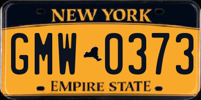 NY license plate GMW0373