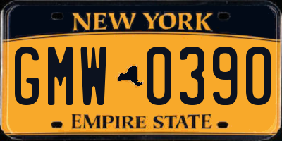 NY license plate GMW0390