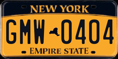 NY license plate GMW0404