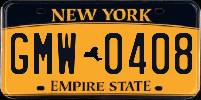 NY license plate GMW0408