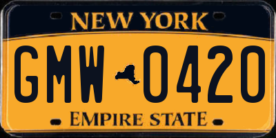 NY license plate GMW0420