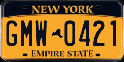 NY license plate GMW0421