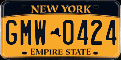 NY license plate GMW0424