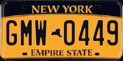 NY license plate GMW0449