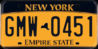 NY license plate GMW0451