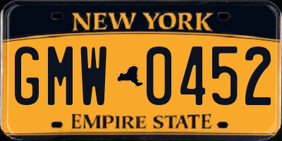 NY license plate GMW0452