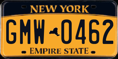 NY license plate GMW0462
