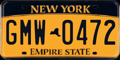 NY license plate GMW0472