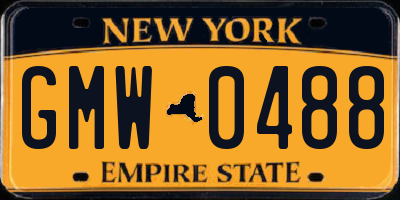 NY license plate GMW0488