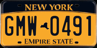 NY license plate GMW0491