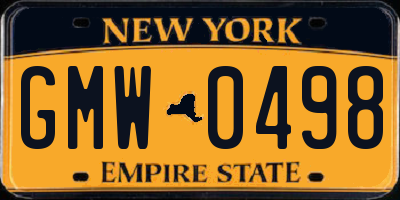 NY license plate GMW0498