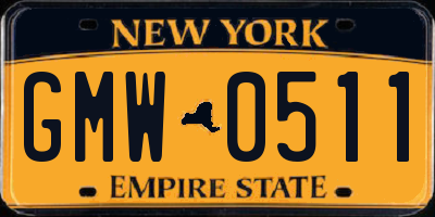 NY license plate GMW0511