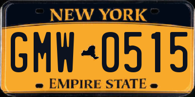 NY license plate GMW0515