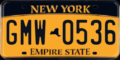 NY license plate GMW0536