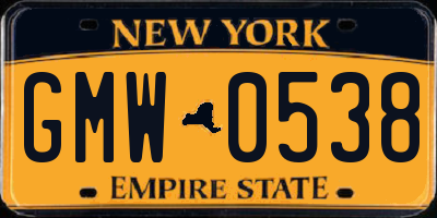 NY license plate GMW0538