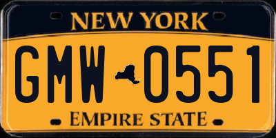 NY license plate GMW0551