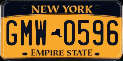 NY license plate GMW0596
