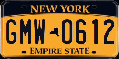 NY license plate GMW0612