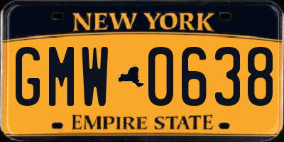 NY license plate GMW0638