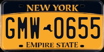 NY license plate GMW0655