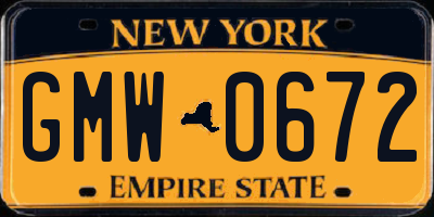 NY license plate GMW0672