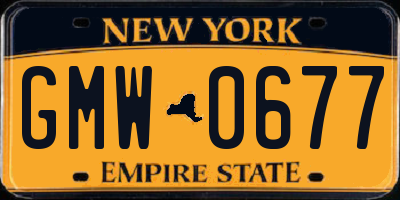 NY license plate GMW0677