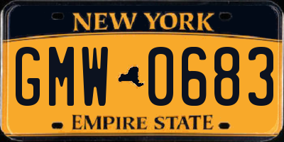 NY license plate GMW0683