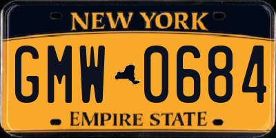 NY license plate GMW0684