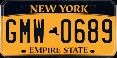 NY license plate GMW0689