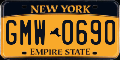NY license plate GMW0690