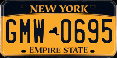 NY license plate GMW0695