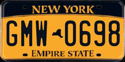NY license plate GMW0698