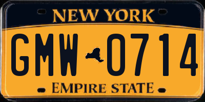NY license plate GMW0714
