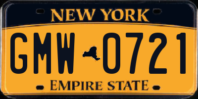 NY license plate GMW0721