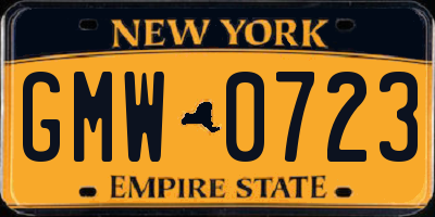 NY license plate GMW0723