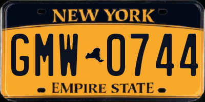 NY license plate GMW0744