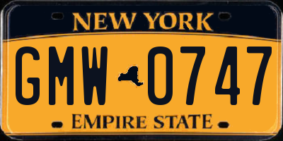 NY license plate GMW0747
