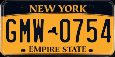 NY license plate GMW0754