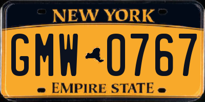 NY license plate GMW0767